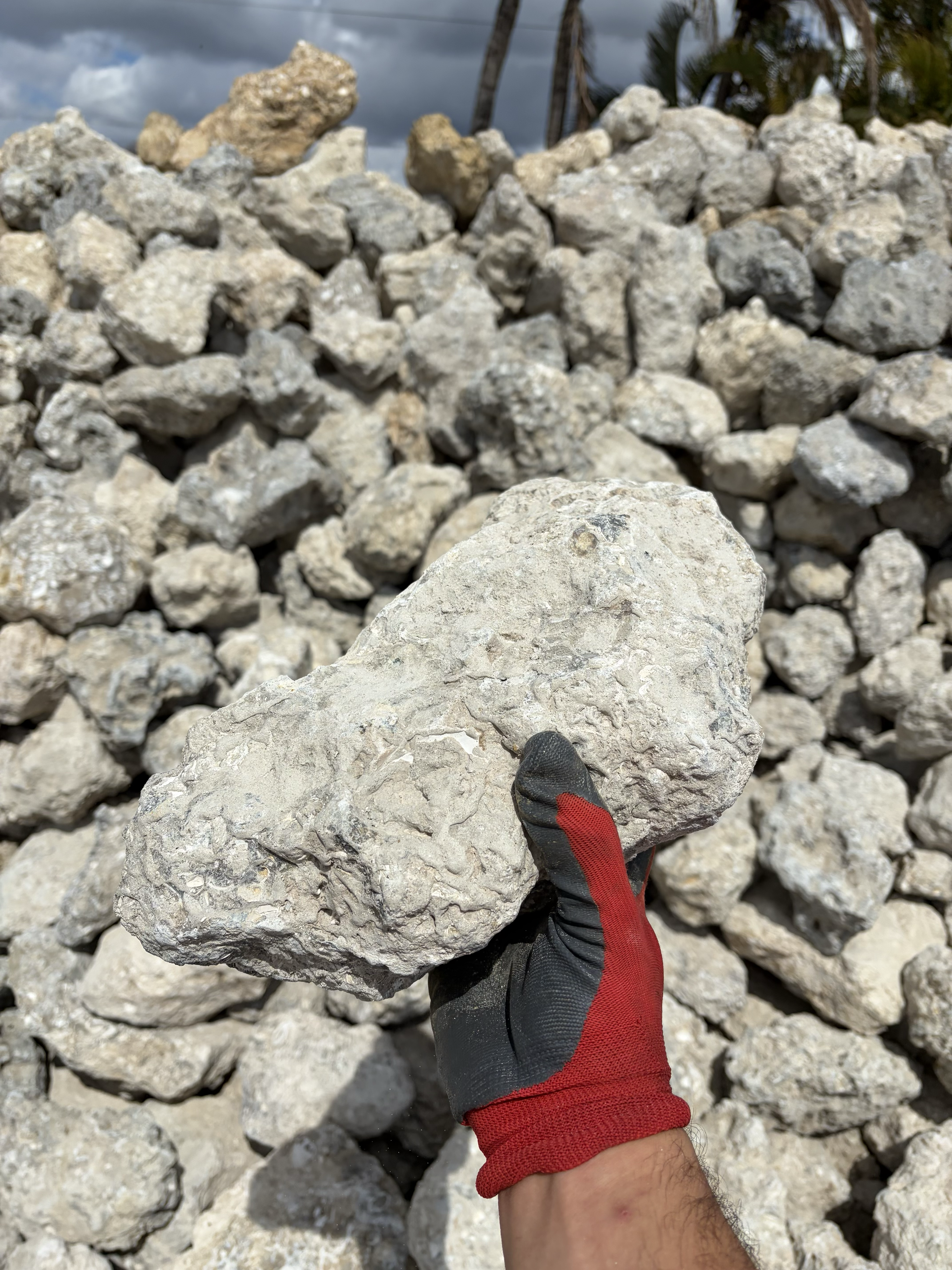 Medium 6 to 12 inch limestone rip rap rock for erosion control and drainage Florida
