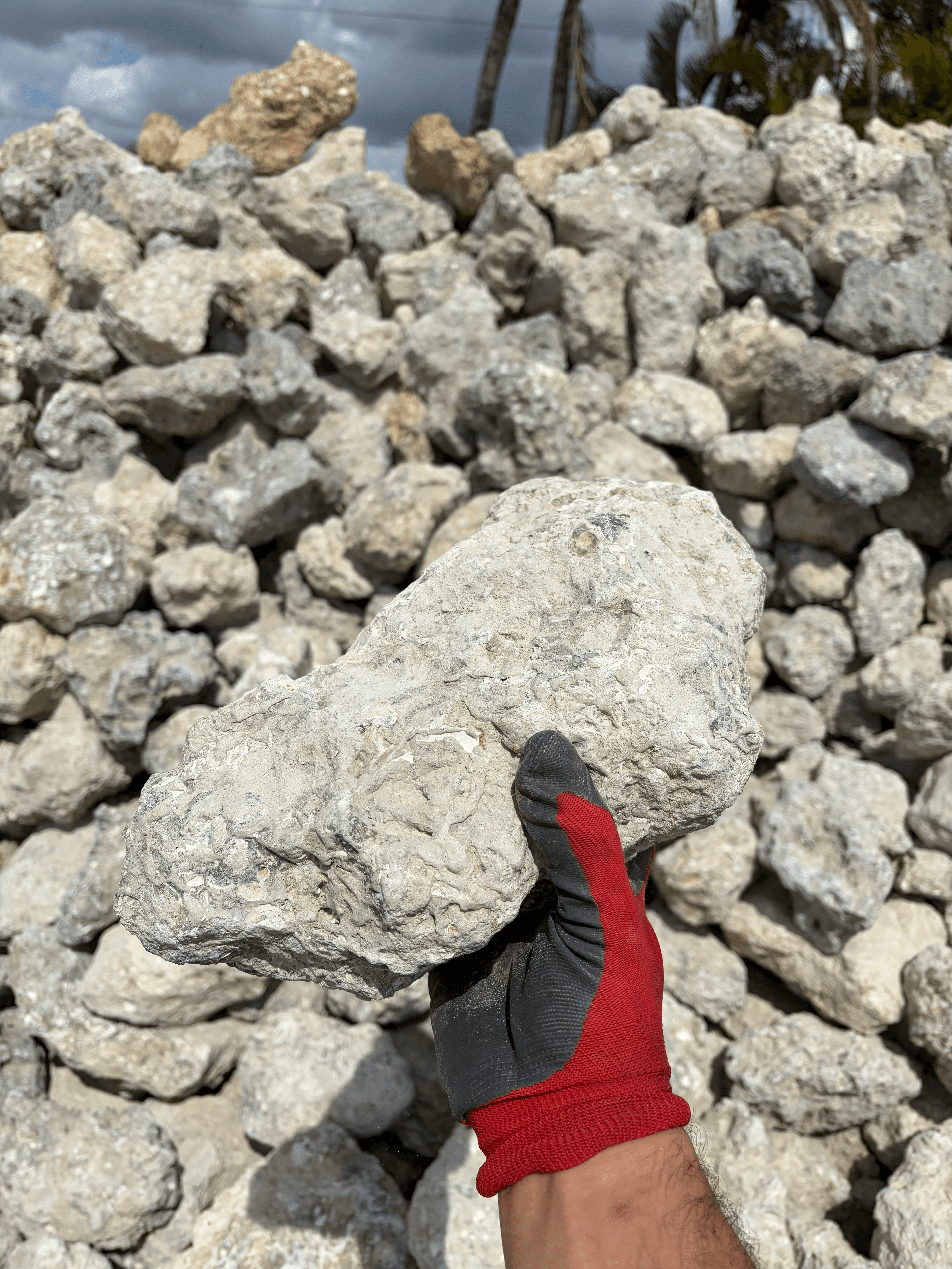 Medium 6 to 12 inch limestone rip rap rock for erosion control and drainage Florida